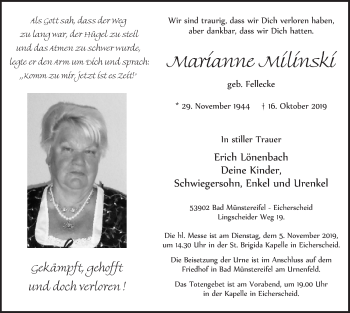 Anzeige von Marianne Milinski von  Blickpunkt Euskirchen 