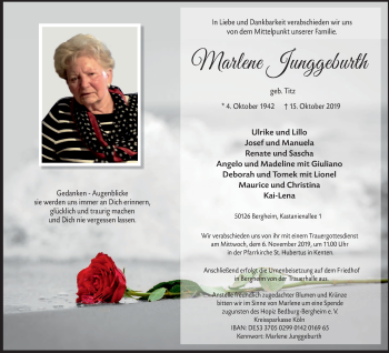 Anzeige von Marlene Junggeburth von  Werbepost 