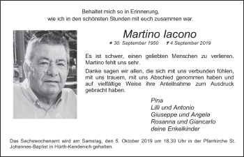 Anzeige von Martino lacono von  Wochenende 