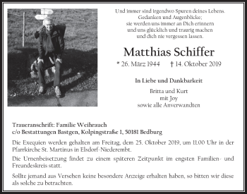 Anzeige von Matthias Schiffer von  Werbepost 