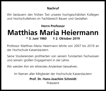 Anzeige von Matthias Maria Heiermann von Kölner Stadt-Anzeiger / Kölnische Rundschau / Express