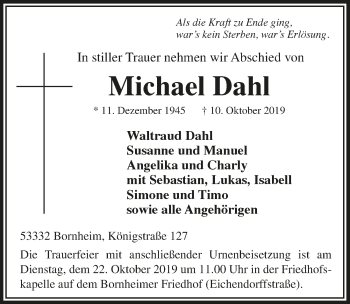 Anzeige von Michael Dahl von  Schaufenster/Blickpunkt 