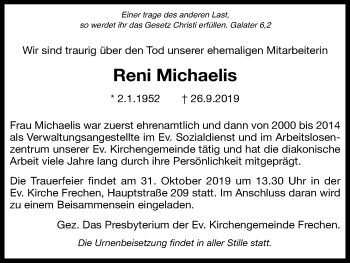 Anzeige von Reni Michaelis von Kölner Stadt-Anzeiger / Kölnische Rundschau / Express