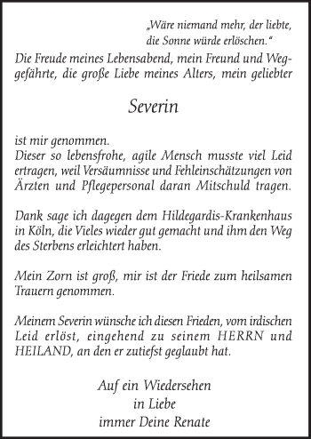 Anzeige von Severin  von  Schlossbote/Werbekurier 