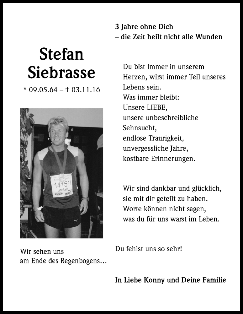  Traueranzeige für Stefan Siebrasse vom 26.10.2019 aus Kölner Stadt-Anzeiger / Kölnische Rundschau / Express