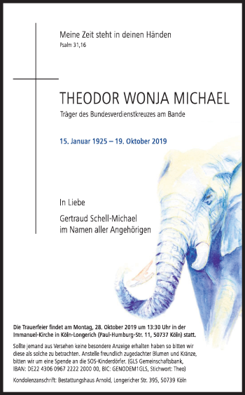 Anzeige von Theodor Wonja Michael von Kölner Stadt-Anzeiger / Kölnische Rundschau / Express
