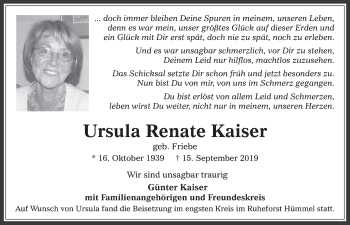 Anzeige von Ursula Renate Kaiser von  Werbepost 