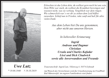 Anzeige von Uwe Lutz von  Werbepost 