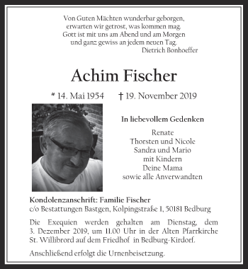 Anzeige von Achim Fischer von  Werbepost 