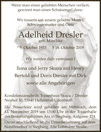Anzeige von Adelheid Dresler von  Rhein-Sieg-Wochenende 