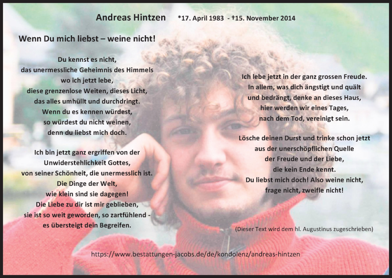  Traueranzeige für Andreas Hintzen vom 16.11.2019 aus Kölner Stadt-Anzeiger / Kölnische Rundschau / Express