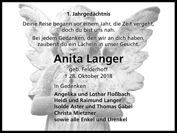 Anzeige von Anita Langer von Kölner Stadt-Anzeiger / Kölnische Rundschau / Express