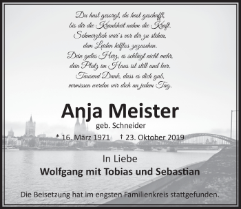 Anzeige von Anja Meister von  Sonntags-Post 