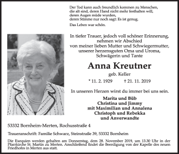 Anzeige von Anna Kreutner von  Schlossbote/Werbekurier 