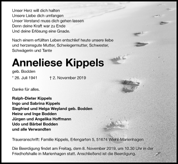 Anzeige von Anneliese Kippels von Kölner Stadt-Anzeiger / Kölnische Rundschau / Express