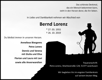 Anzeige von Bernd Lorenz von Kölner Stadt-Anzeiger / Kölnische Rundschau / Express