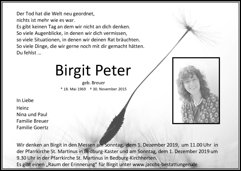  Traueranzeige für Birgit Peter vom 18.07.2023 aus Kölner Stadt-Anzeiger / Kölnische Rundschau / Express