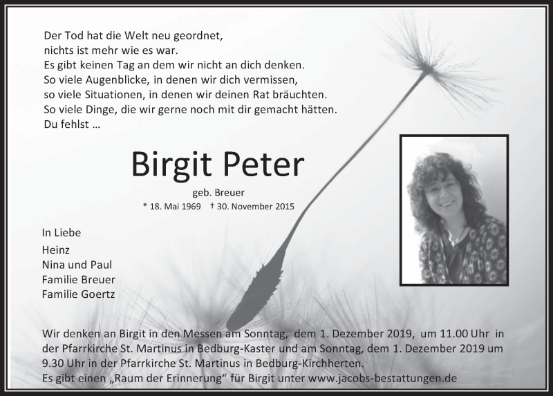  Traueranzeige für Birgit Peter vom 18.07.2023 aus  Werbepost 