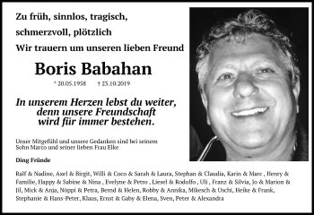 Anzeige von Boris Babahan von Kölner Stadt-Anzeiger / Kölnische Rundschau / Express