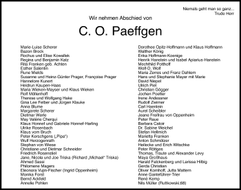 Anzeige von C. O. Paeffgen von Kölner Stadt-Anzeiger / Kölnische Rundschau / Express