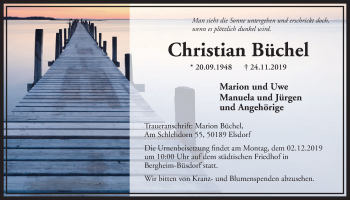 Anzeige von Christian Büchel von  Sonntags-Post 