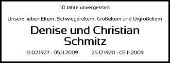 Anzeige von Denise Schmitz von Kölner Stadt-Anzeiger / Kölnische Rundschau / Express