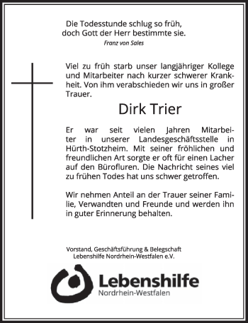 Anzeige von Dirk Trier von  Sonntags-Post 