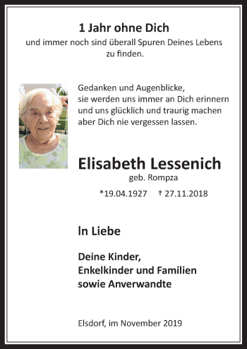 Anzeige von Elisabeth Lessenich von  Werbepost 