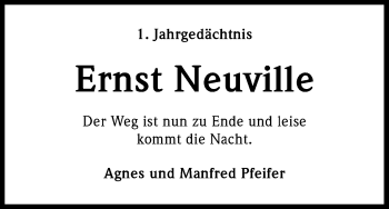 Anzeige von Ernst Neuville von Kölner Stadt-Anzeiger / Kölnische Rundschau / Express