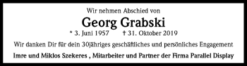 Anzeige von Georg Grabski von Kölner Stadt-Anzeiger / Kölnische Rundschau / Express