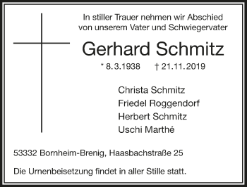 Anzeige von Gerhard Schmitz von  Schaufenster/Blickpunkt 