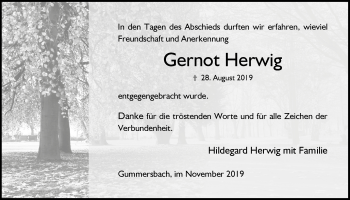 Anzeige von Gernot Herwig von  Anzeigen Echo 