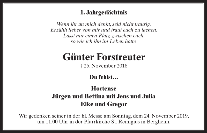  Traueranzeige für Günter Forstreuter vom 18.07.2023 aus  Werbepost 