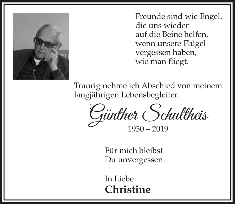  Traueranzeige für Günther Schultheis vom 02.11.2019 aus  Rhein-Sieg-Wochenende 