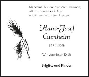 Anzeige von Hans-Josef Euenheim von  Schaufenster/Blickpunkt 