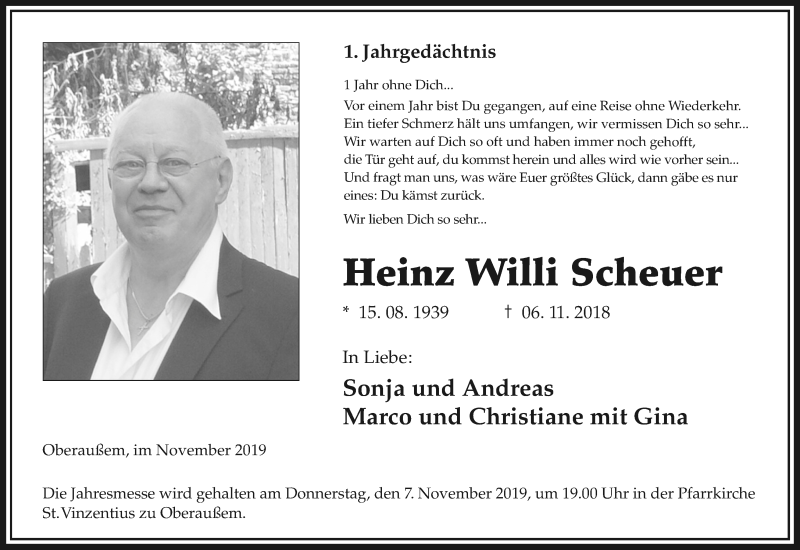  Traueranzeige für Heinz Willi Scheuer vom 18.07.2023 aus Kölner Stadt-Anzeiger / Kölnische Rundschau / Express