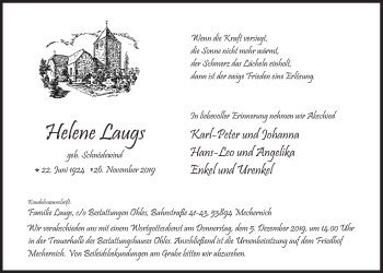 Anzeige von Helene Laugs von  Blickpunkt Euskirchen 