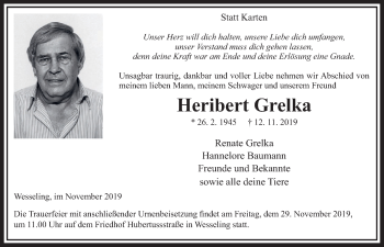 Anzeige von Heribert Grelka von  Schlossbote/Werbekurier 