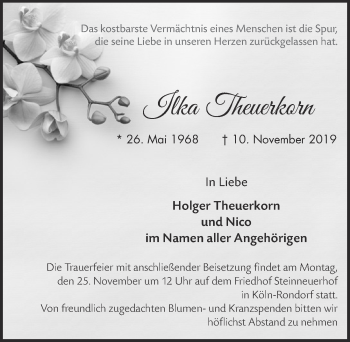 Anzeige von Ilka Theuerkorn von  Kölner Wochenspiegel 