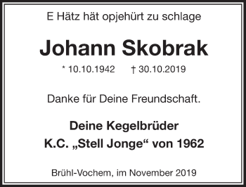 Anzeige von Johann Skobrak von  Schlossbote/Werbekurier 