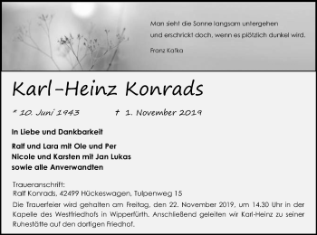 Anzeige von Karl-Heinz Konrads von Kölner Stadt-Anzeiger / Kölnische Rundschau / Express