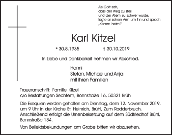 Anzeige von Karl Kitzel von  Schlossbote/Werbekurier 