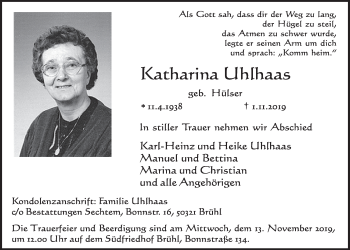 Anzeige von Katharina Uhlhaas von  Schlossbote/Werbekurier 