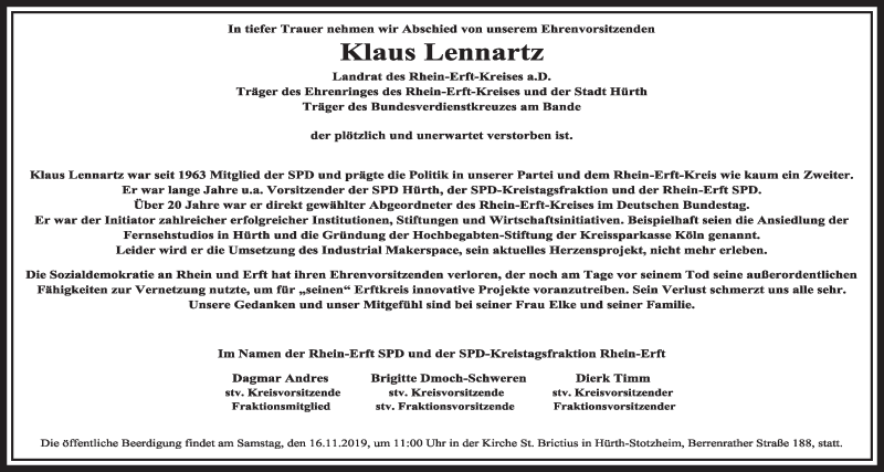  Traueranzeige für Klaus Lennartz vom 18.07.2023 aus  Sonntags-Post 