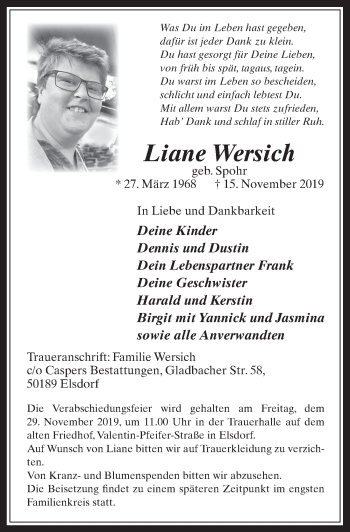 Anzeige von Liane Wersich von  Werbepost 