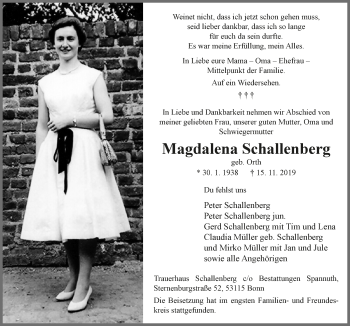 Anzeige von Magdalena Schallenberg von  Schlossbote/Werbekurier 