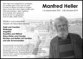 Anzeige von Manfred Heller von Kölner Stadt-Anzeiger / Kölnische Rundschau / Express