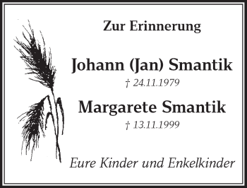 Anzeige von Margarete Smantik von  Schlossbote/Werbekurier 