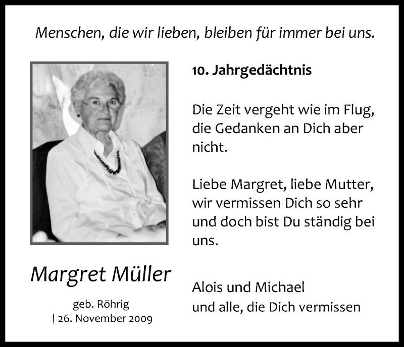  Traueranzeige für Margret Müller vom 18.07.2023 aus Kölner Stadt-Anzeiger / Kölnische Rundschau / Express