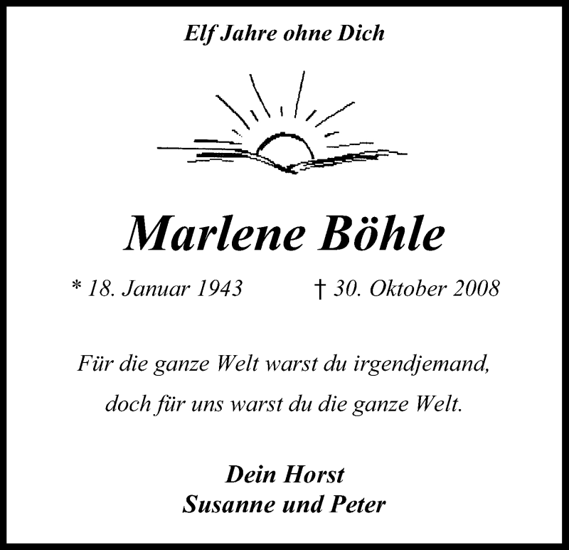  Traueranzeige für Marlene Böhle vom 18.07.2023 aus Kölner Stadt-Anzeiger / Kölnische Rundschau / Express